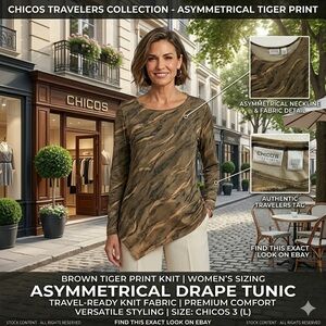 Chico's Brown and Black Patterned Long Sleeve Top